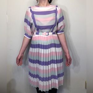 Vintage pleated dress by Mavinette, 1980s Easter / Sunday school teacher vibes
